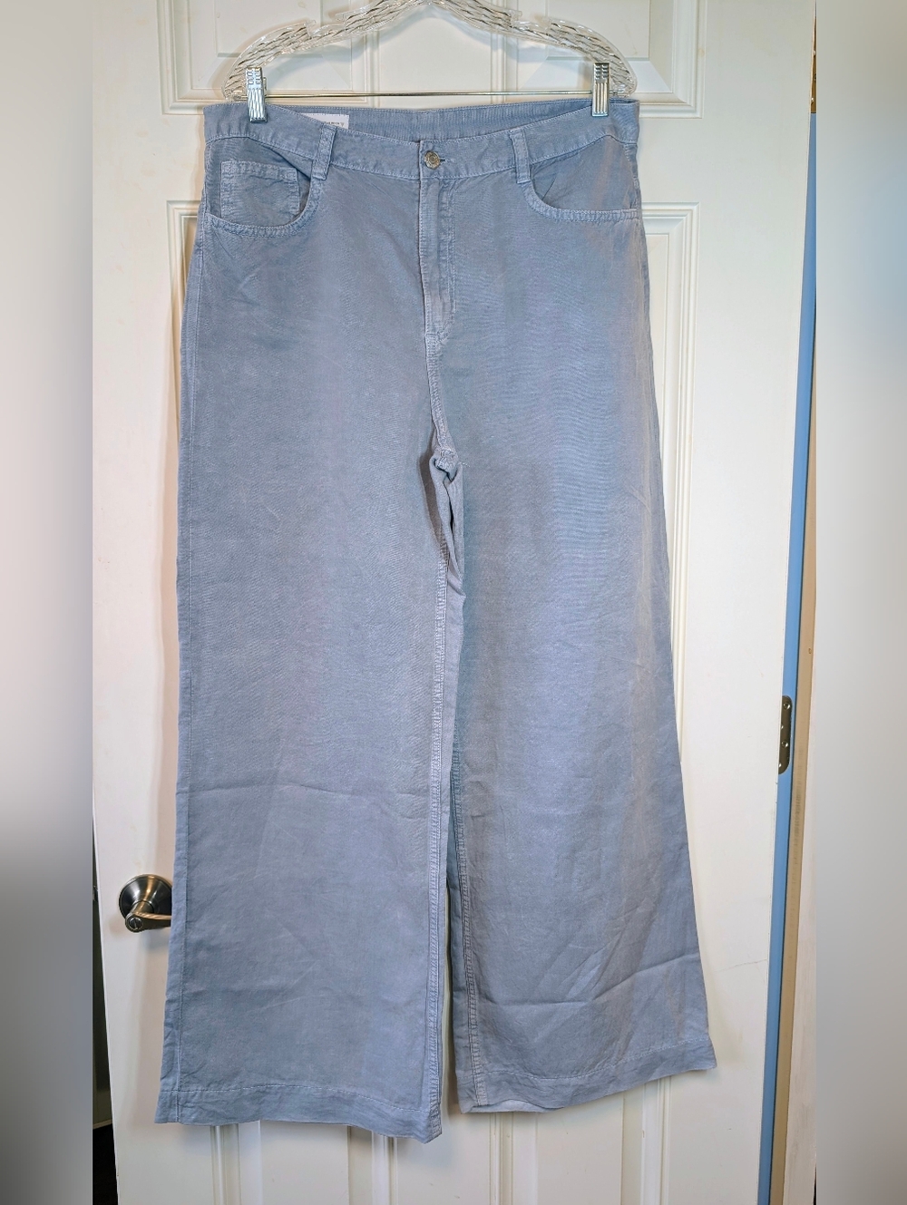 ZARA Linen Blend Pants – Light Blue | Wide Leg | Size 12